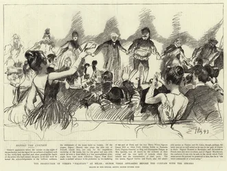 Die Produktion von Verdis Falstaff in Mailand, Signor Verdi erscheint vor dem Vorhang mit den Sängern